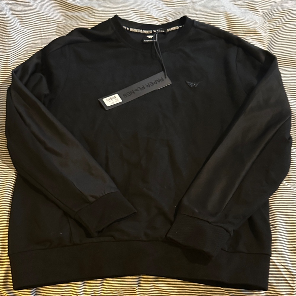 Paper Planesi Men's Black Crewneck Sweater